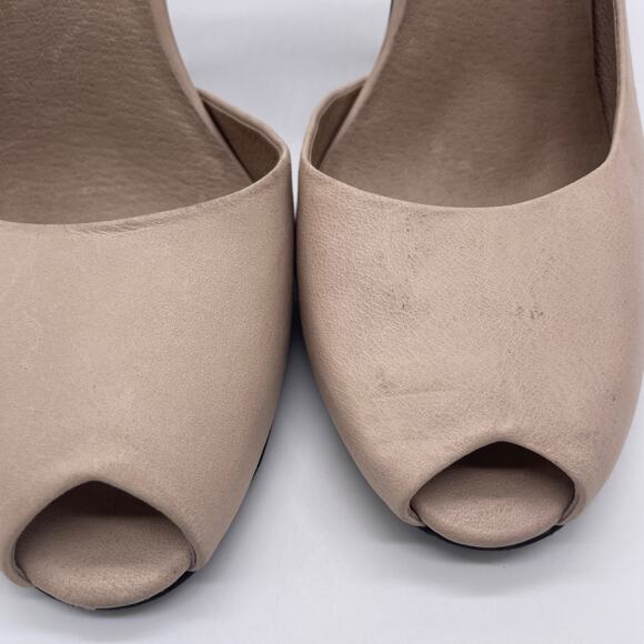 Jeffrey Campbell Compose Leather Half d’Orsay Peep Toe Pumps Beige Size 9 - Picture 8 of 9